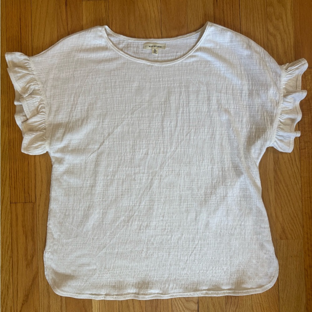 White Ruffle Sleeve Short-Sleeve Tee
